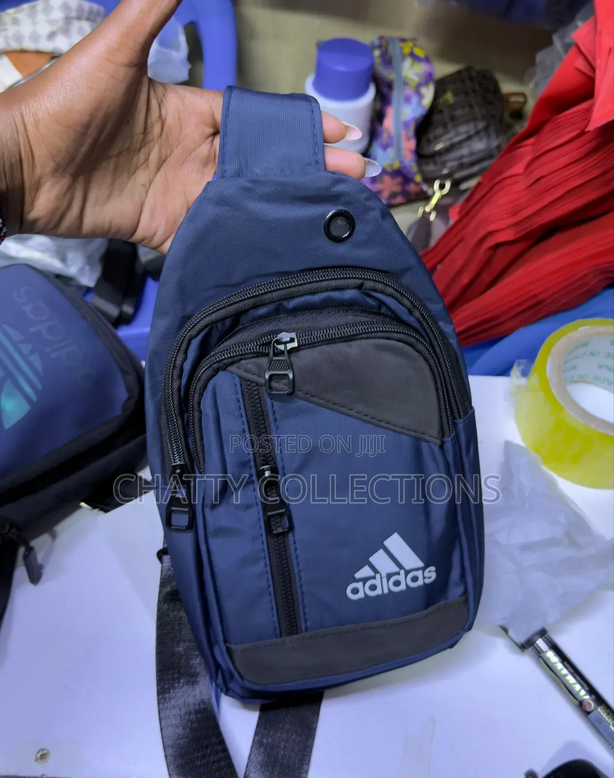 Black and Navy Blue Adidas Unisex Shoulder Crossbody Sling Chest Bags
