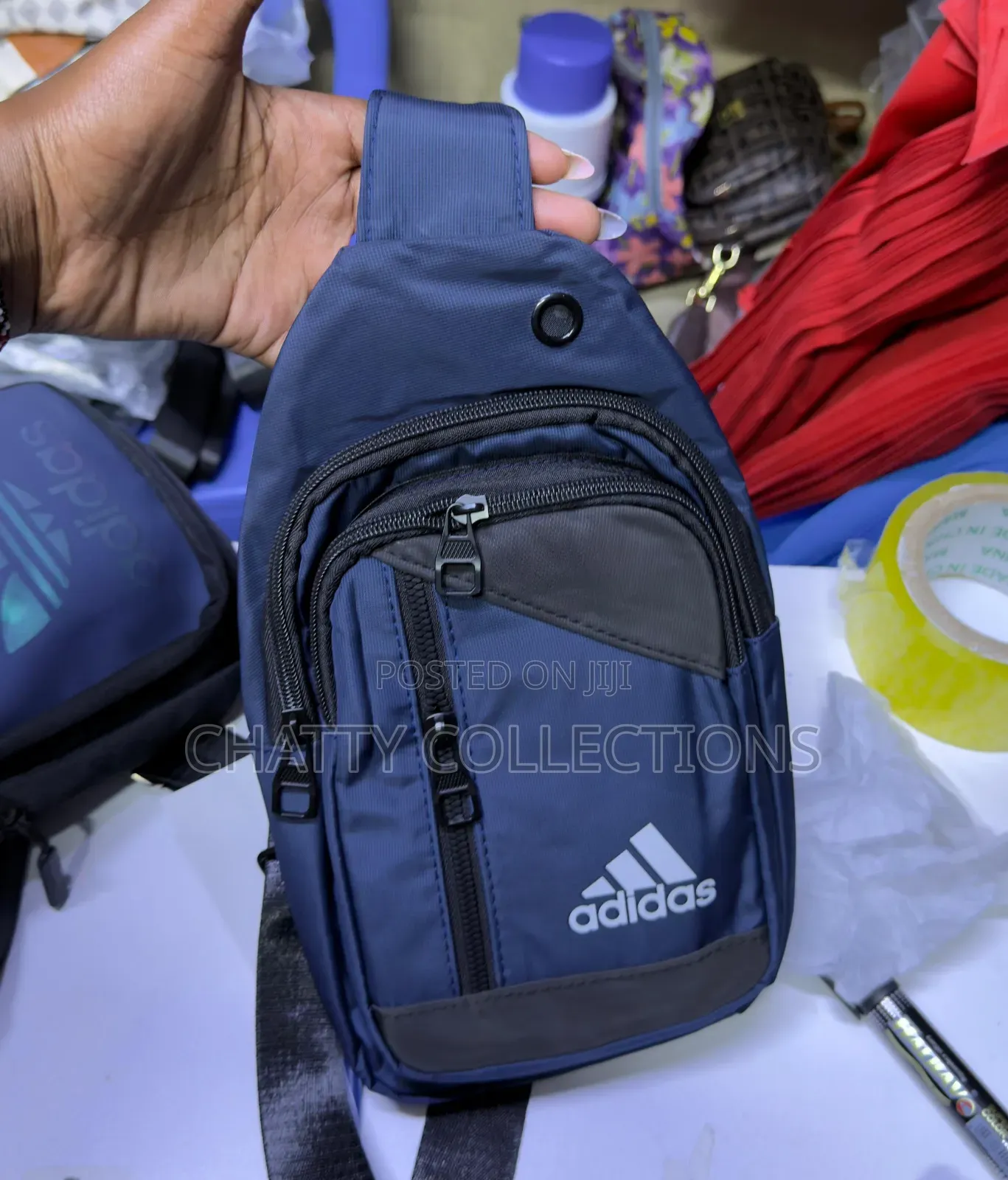 Black and Navy Blue Adidas Unisex Shoulder Crossbody Sling Chest Bags