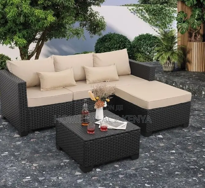 Rattan Sofa: L Shaped Rattan Upholstered Sofa