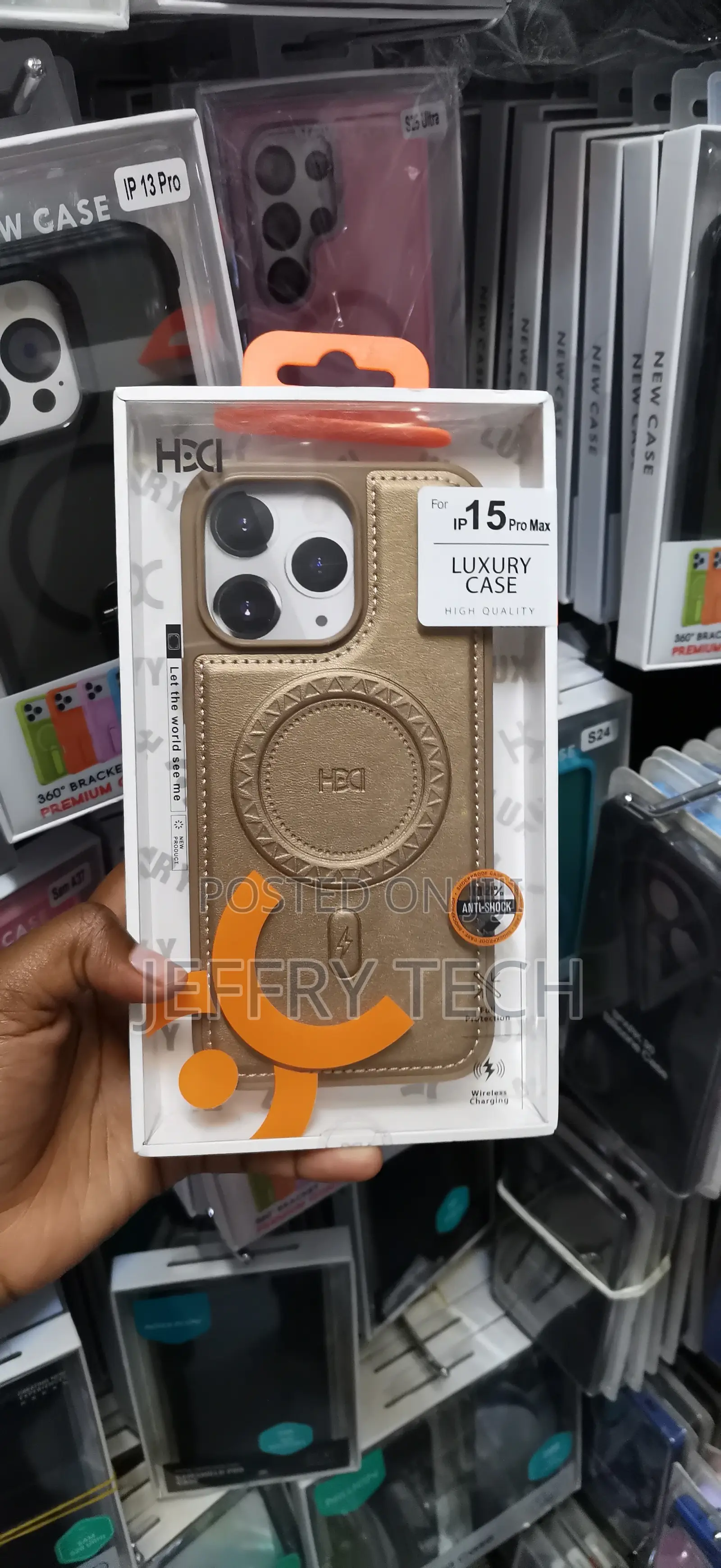 iPhone15 Pro Max Bronze or Gold Magnetic Leather Case