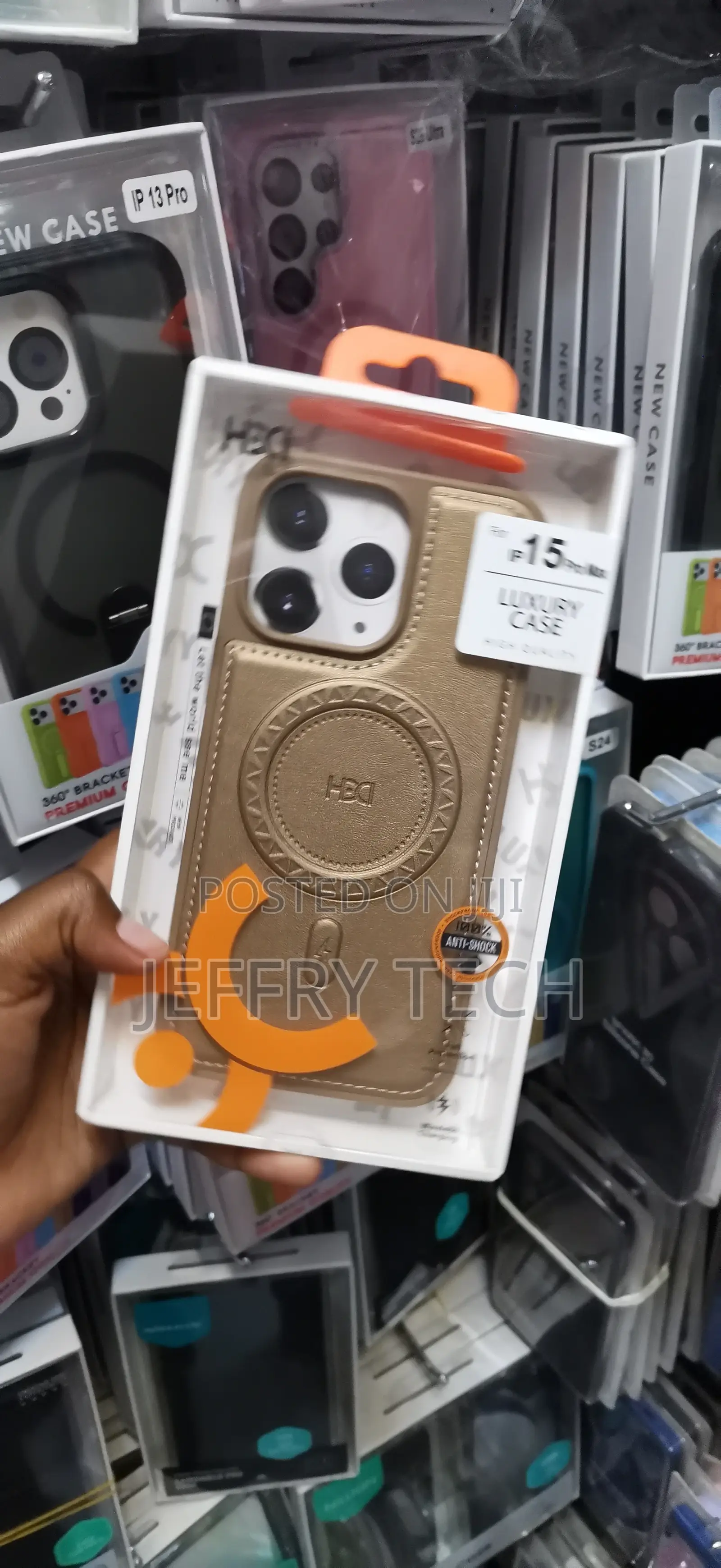 iPhone15 Pro Max Bronze or Gold Magnetic Leather Case