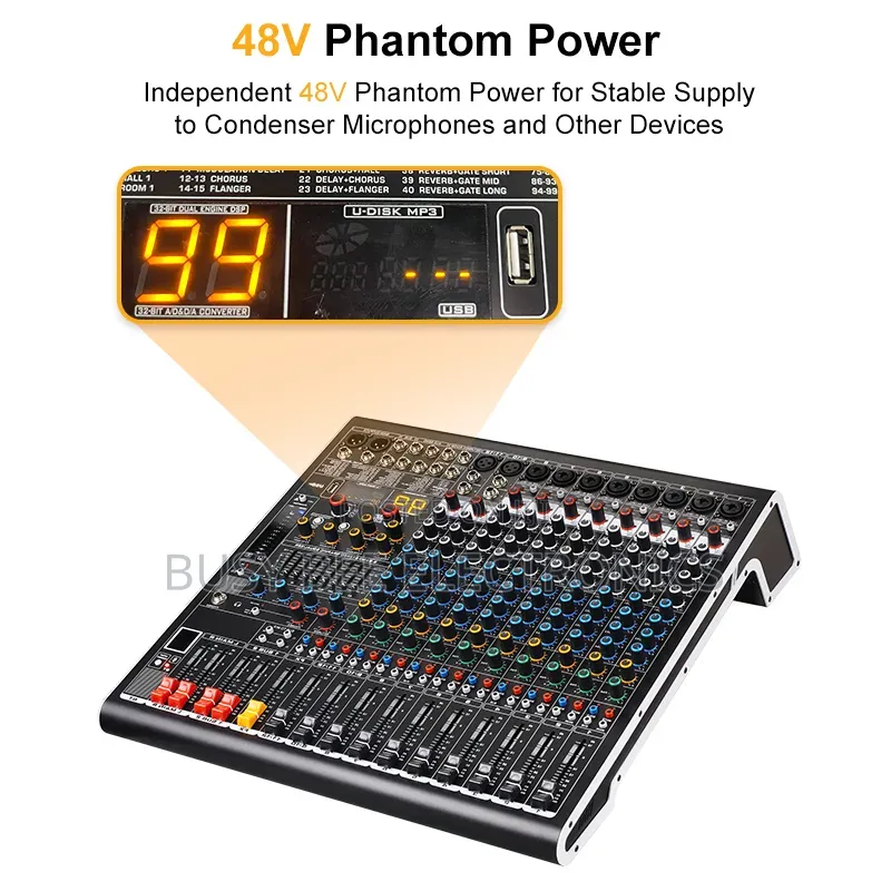 Professional 99 DSP Digital 12 Channel Powered Sound Studio Mixer