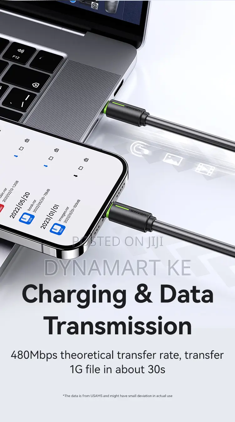 Usams 30w 1m Charging and Data Cable Type-C to Lightning
