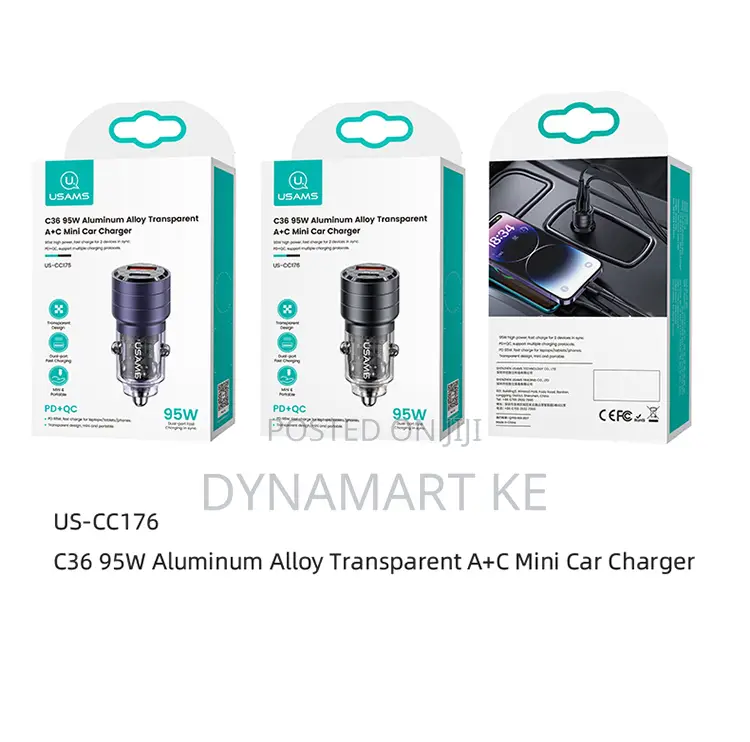 Usams C36 95w Aluminum Alloy Transparent A+C Mini Car Charger
