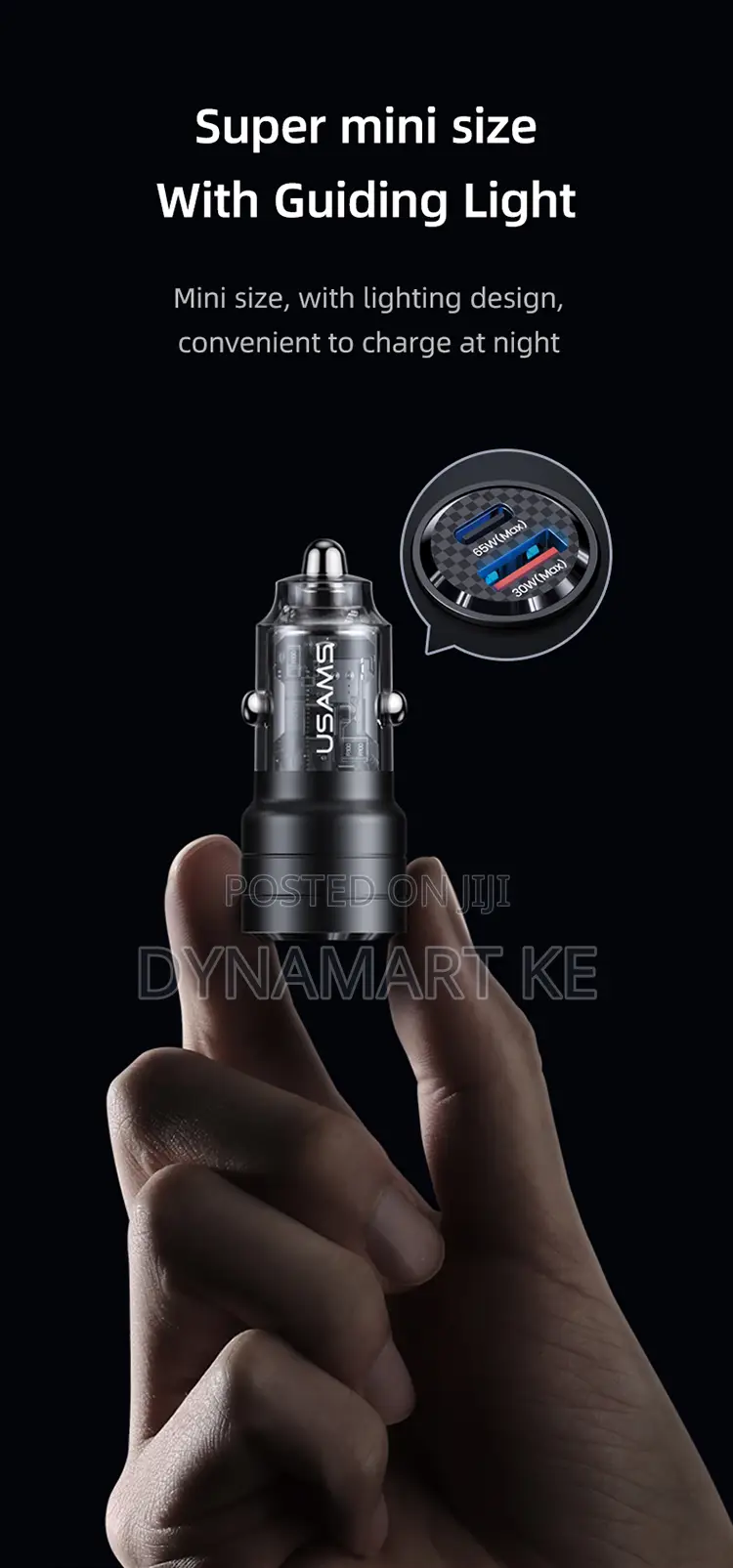 Usams C36 95w Aluminum Alloy Transparent A+C Mini Car Charger