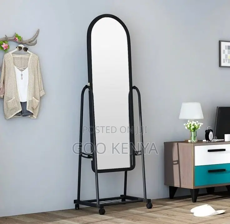 Bedroom Mirror; Modern Mobile Full Body Mirror With Storage