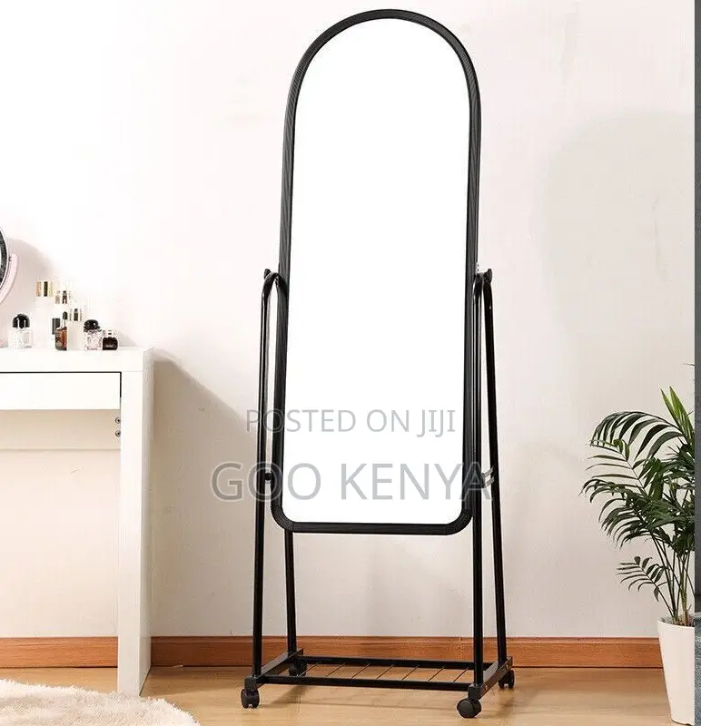Bedroom Mirror; Modern Mobile Full Body Mirror With Storage