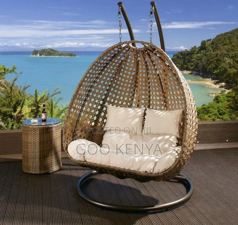 Hanging Chair; Elegant 2 Seater Rattan Lounge Set With Metal Frame