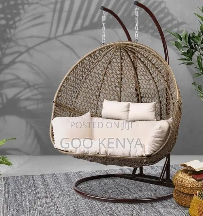 Hanging Chair; Elegant 2 Seater Rattan Lounge Set With Metal Frame