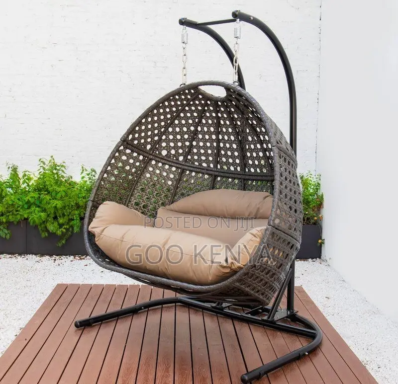 Hanging Chair; Elegant 2 Seater Rattan Lounge Set With Metal Frame