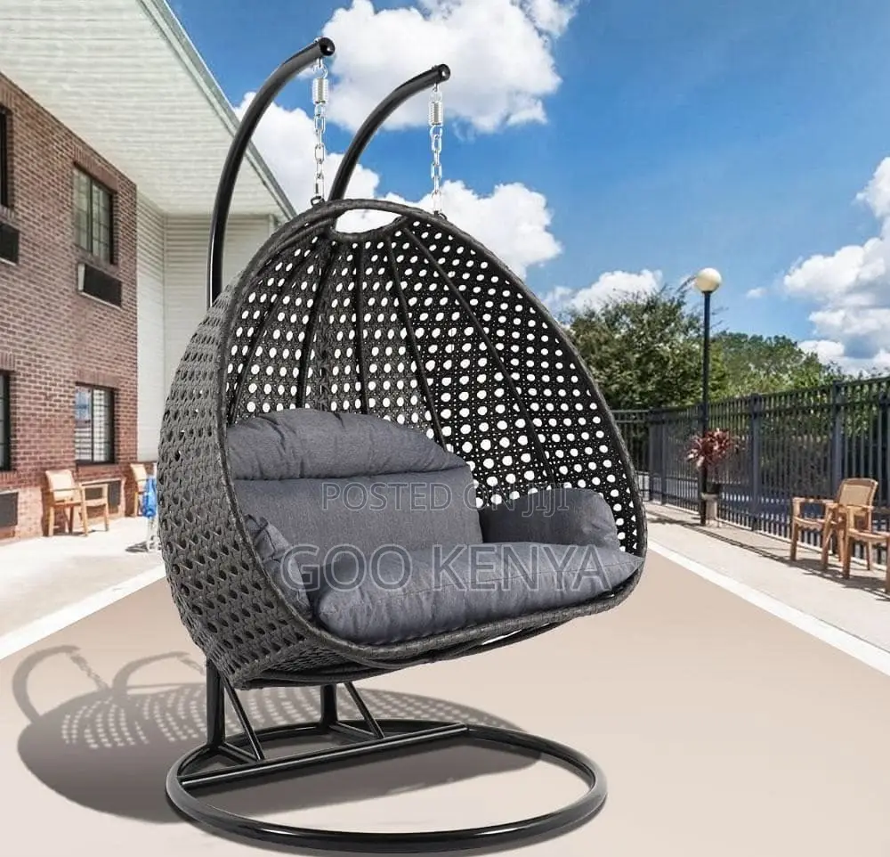 Hanging Chair; Elegant 2 Seater Rattan Lounge Set With Metal Frame