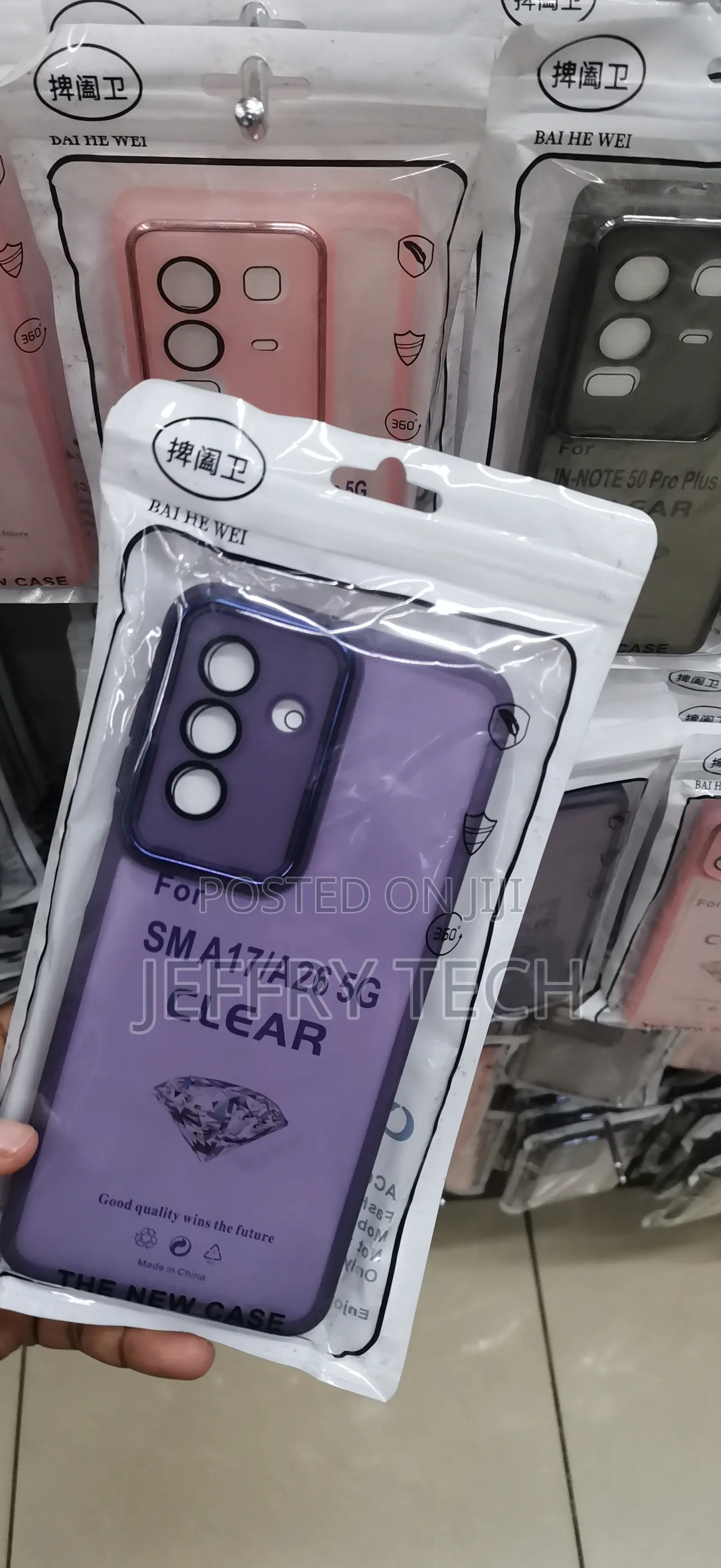 Samsung Galaxy A17 Translucent/Clear Purple Finish ,Diamond Logo,Case
