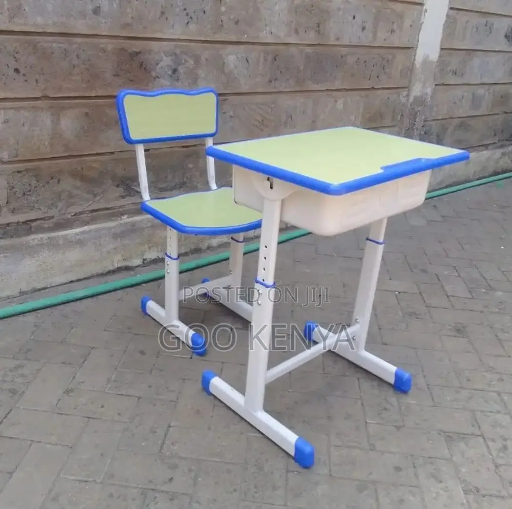 Kids Desk; Metal Frame School Desk and Chair Set