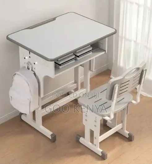Kids Desk; Metal Frame School Desk and Chair Set