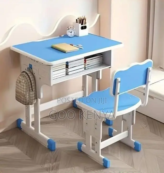 Kids Desk; Metal Frame School Desk and Chair Set