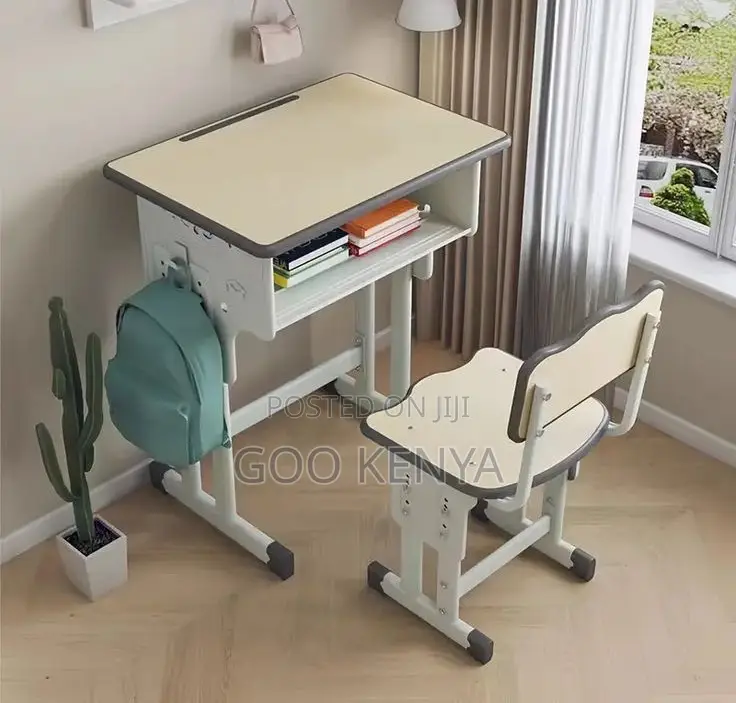 Kids Desk; Metal Frame School Desk and Chair Set