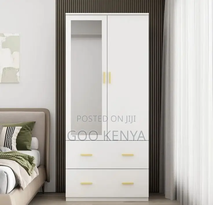 Home Wardrobe; Wooden Closet With Mirror Doors for Elegant Bedroom