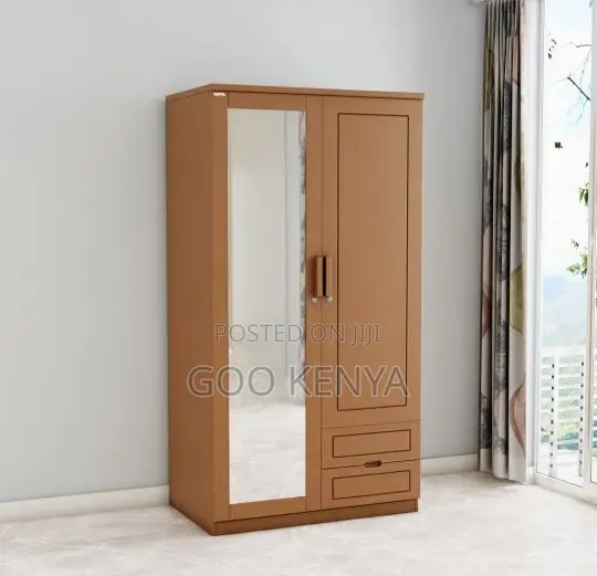 Home Wardrobe; Wooden Closet With Mirror Doors for Elegant Bedroom