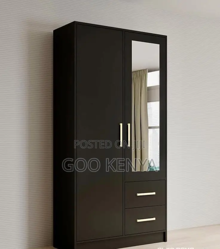 Home Wardrobe; Wooden Closet With Mirror Doors for Elegant Bedroom