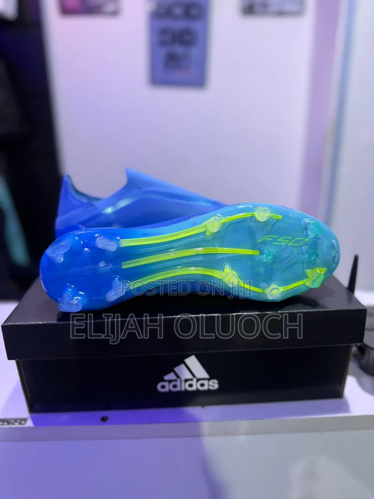 Adidas F50 Fg Laceless Ray Blue and Yellow Football Boots