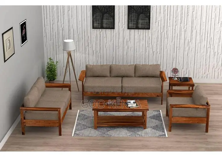 Home Sofa; Elegant 7 Seater Wooden Frame Sofa Set