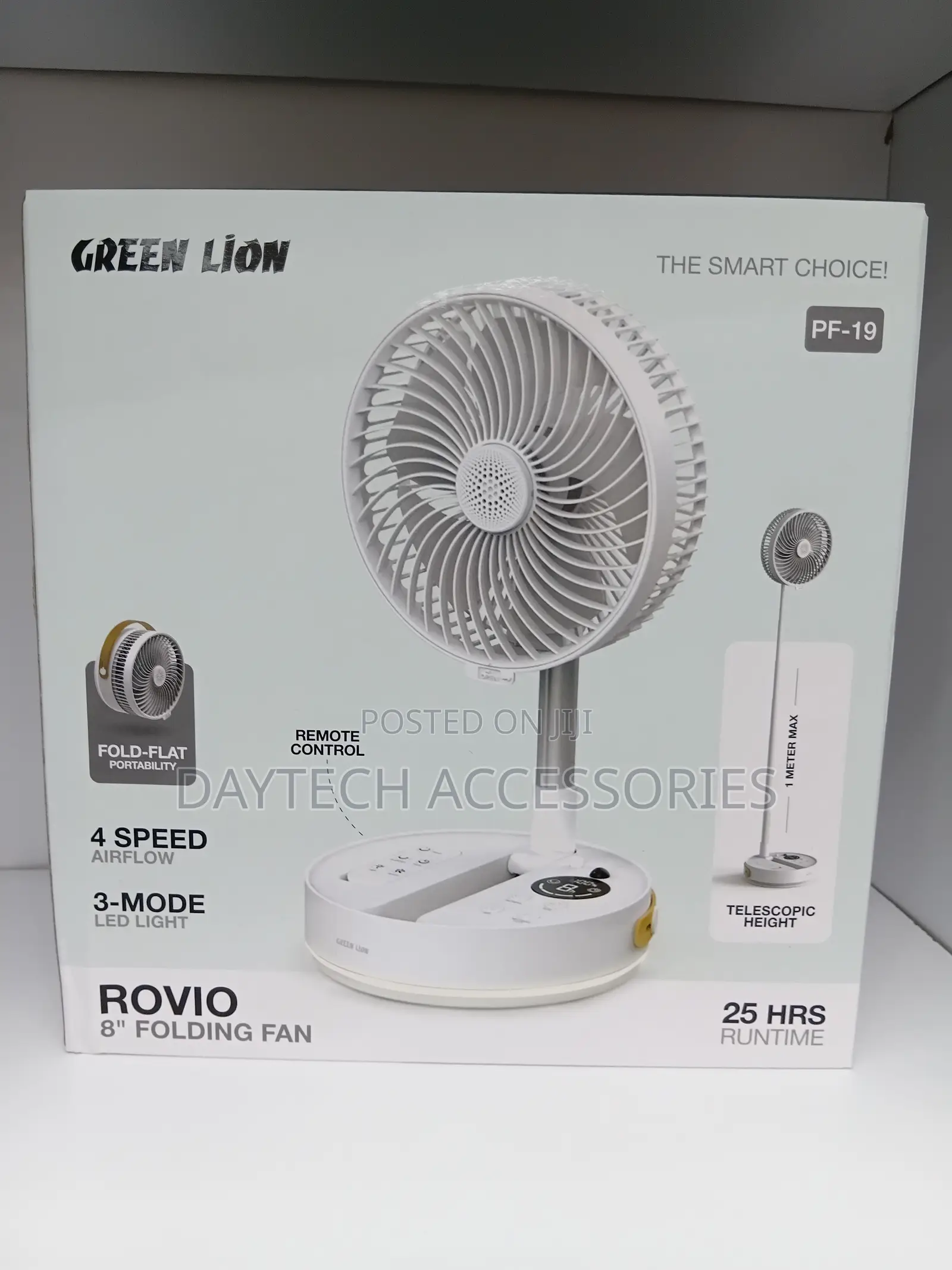 Green Lion Rovio 8" Folding Fan - White