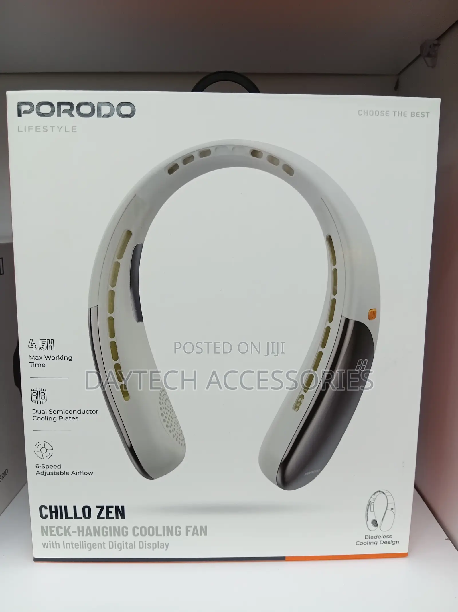 Porodo Lifestyle Chillo Zen Neck-Hanging Cooling Fan (Pd-LFCZN-Gy/Bk)