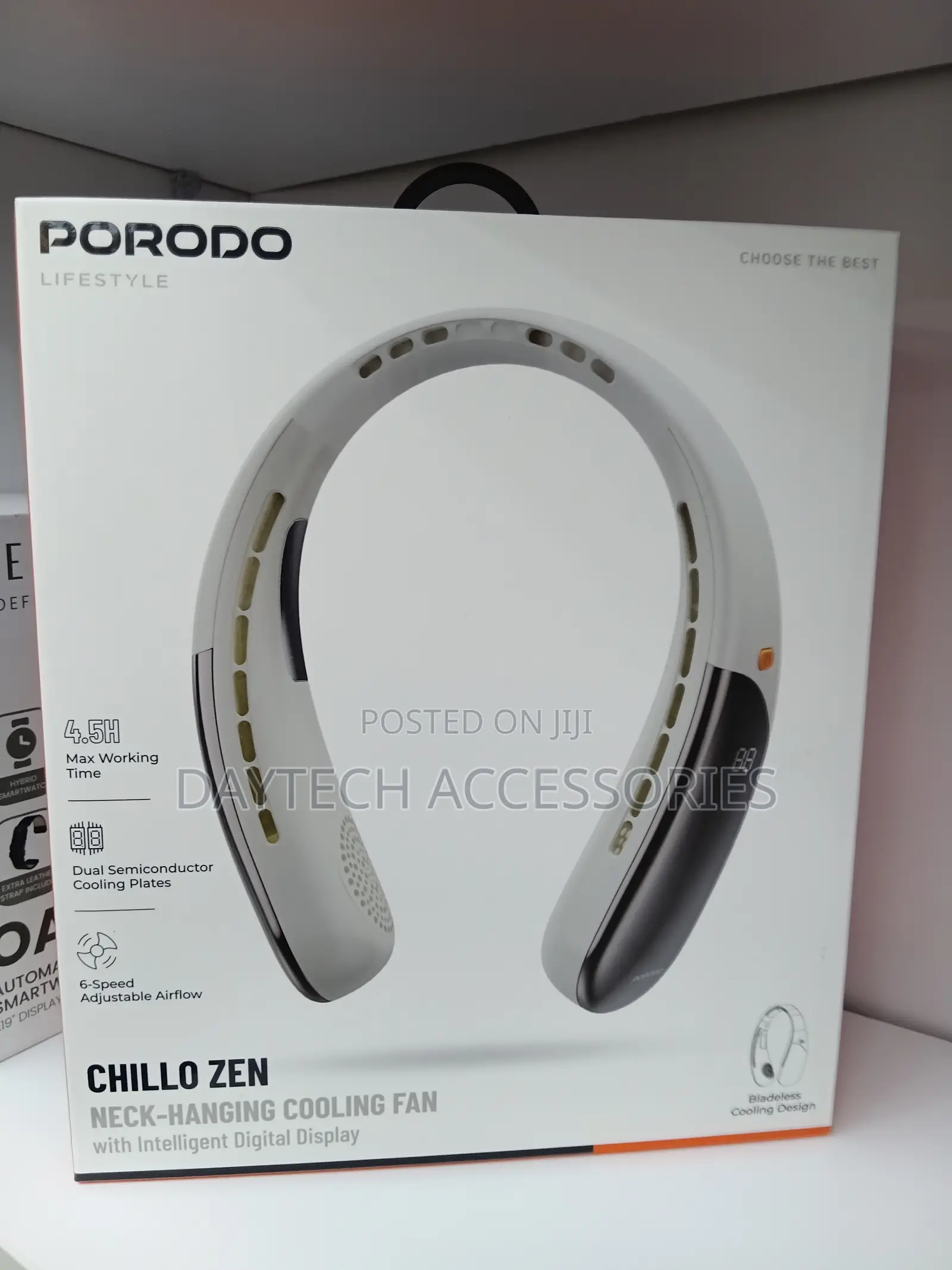 Porodo Lifestyle Chillo Zen Neck-Hanging Cooling Fan (Pd-LFCZN-Gy/Bk)