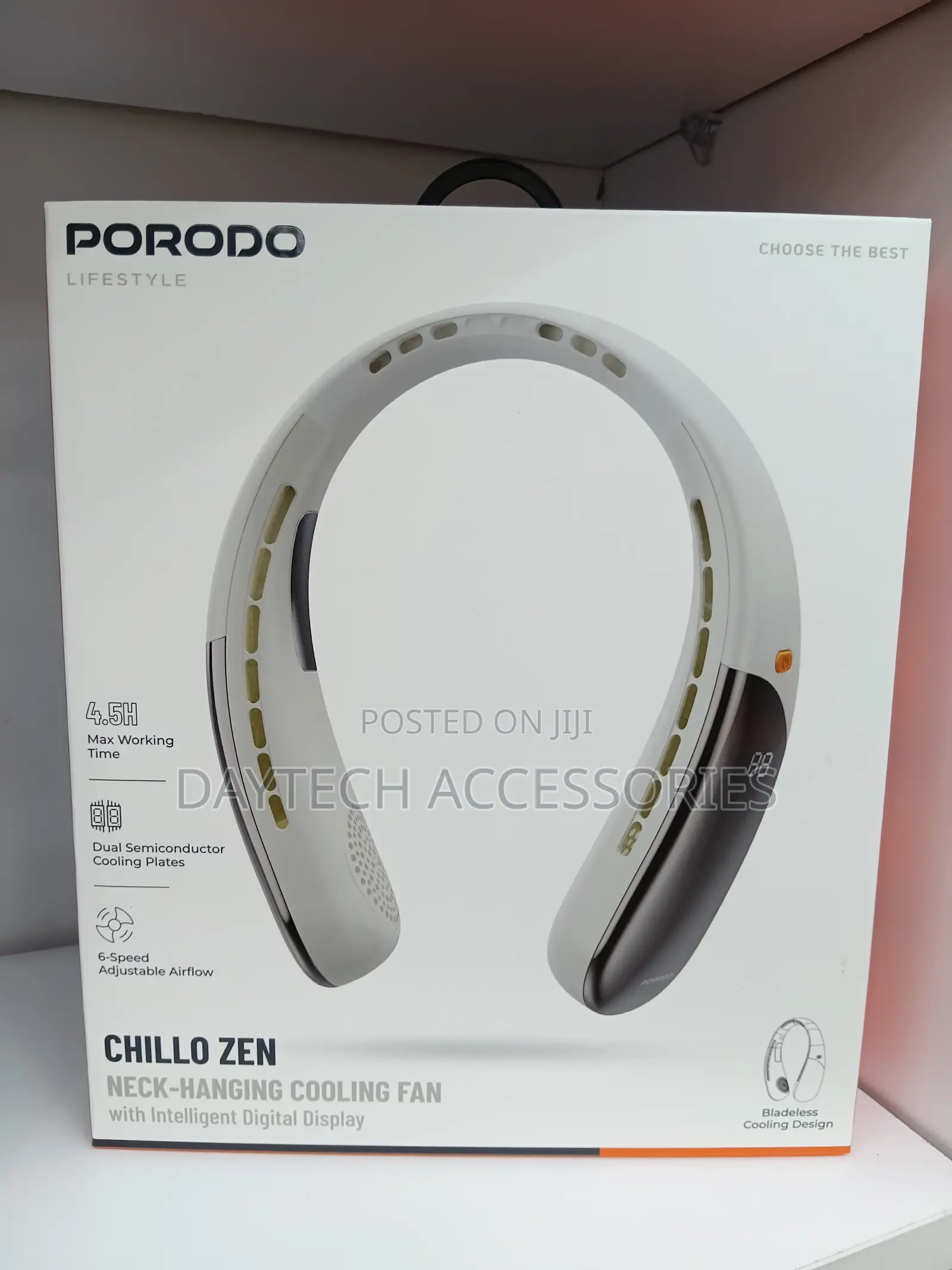 Porodo Lifestyle Chillo Zen Neck-Hanging Cooling Fan (Pd-LFCZN-Gy/Bk)