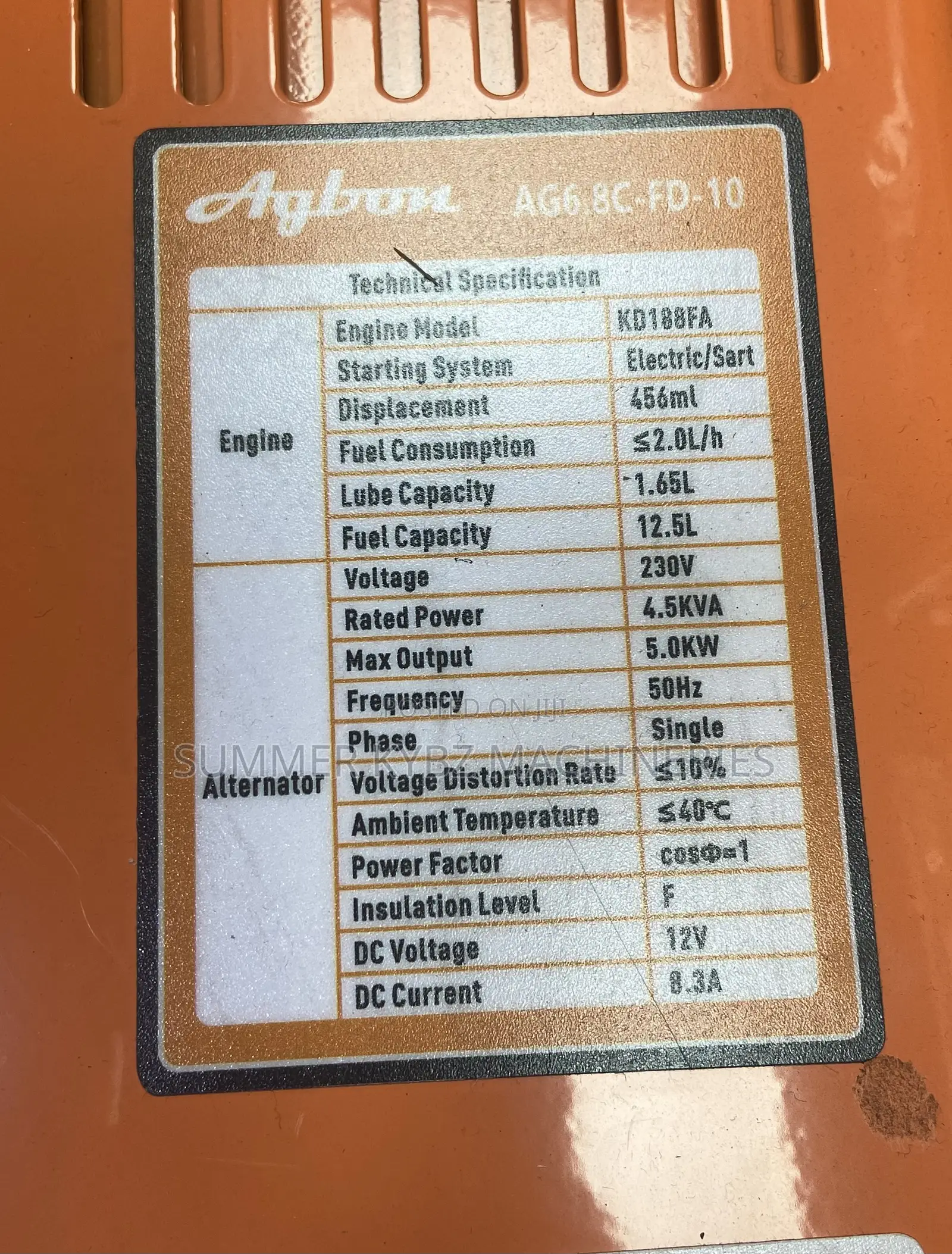 Agbon 5.5 Kva Open Diesel Generator
