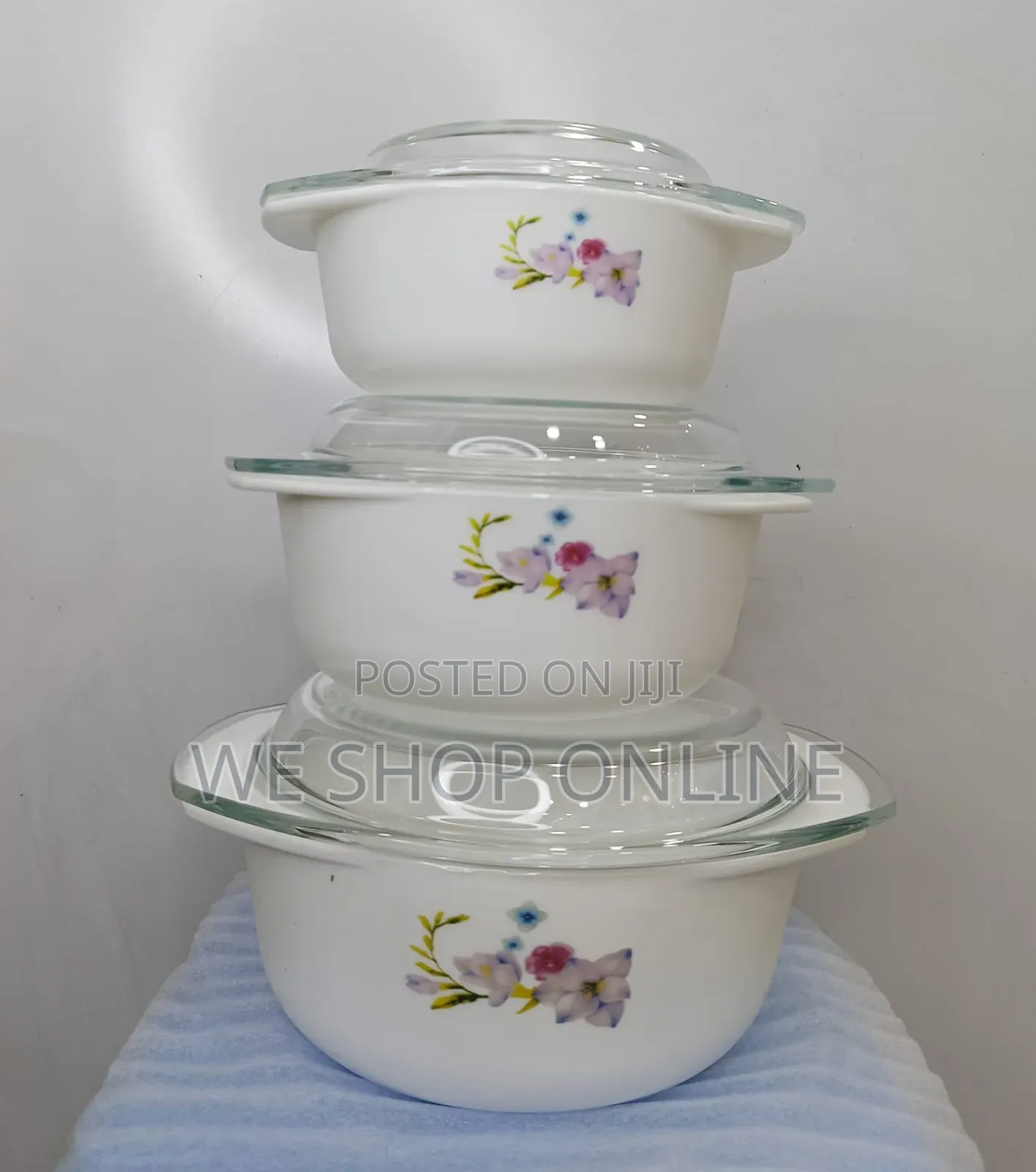 3 Piece Glass Casserole Serving Bowl Set