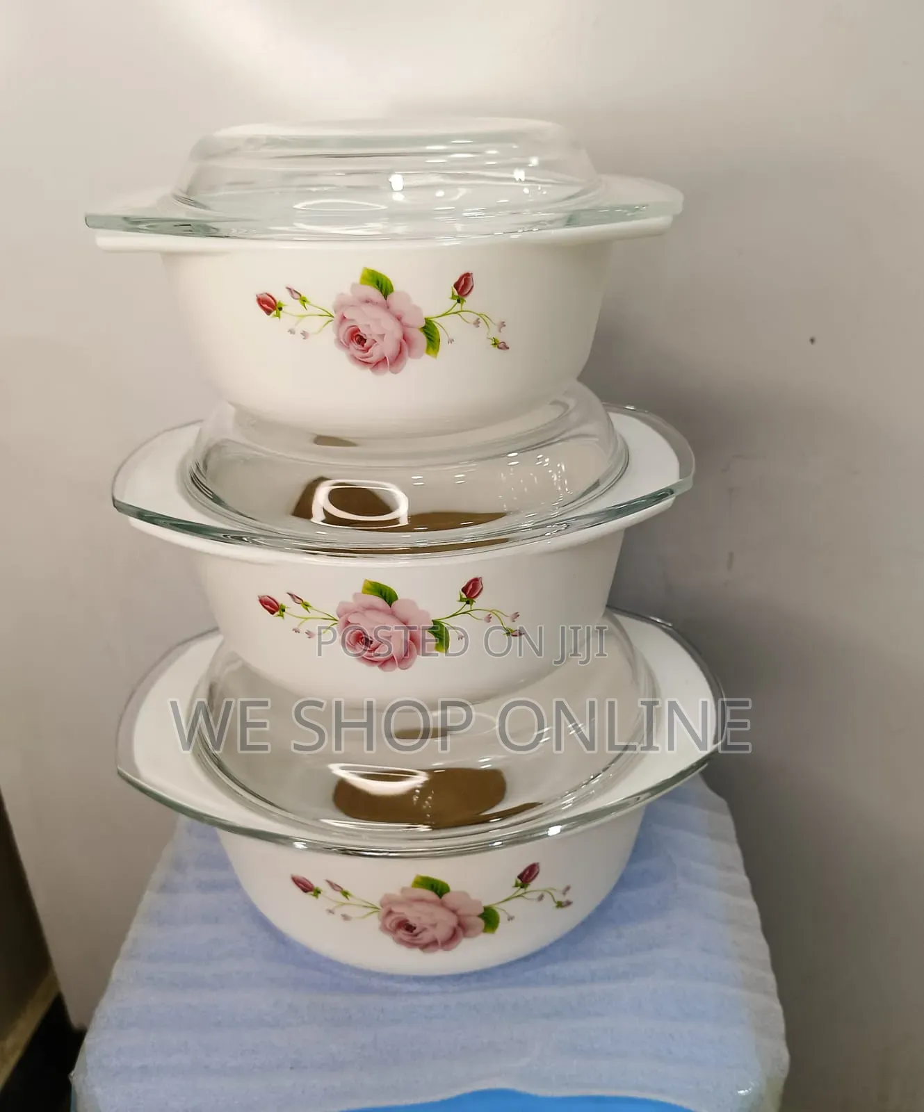 3 Piece Glass Casserole Serving Bowl Set