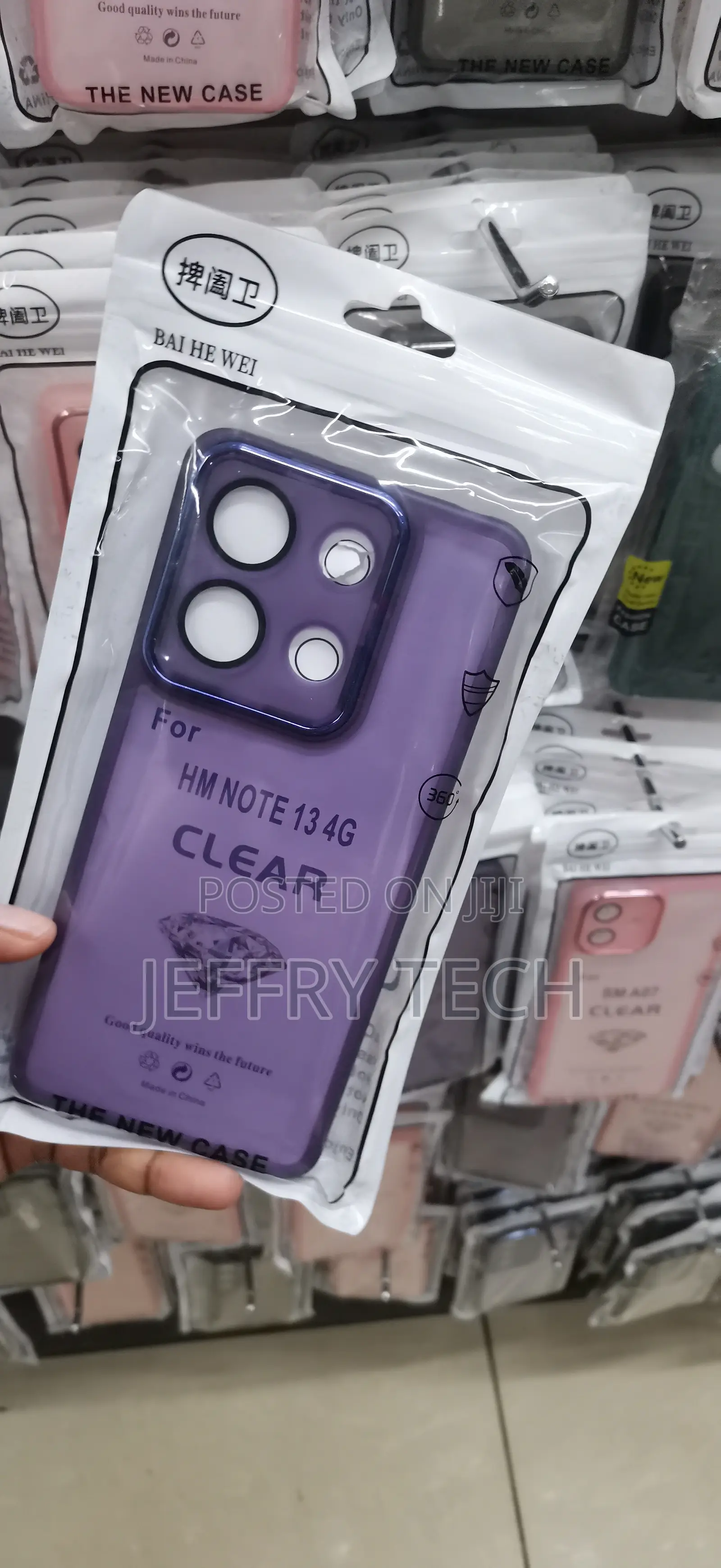 Redmi Note 13 4g Printed Diamond Graphic Case-Clear Purple