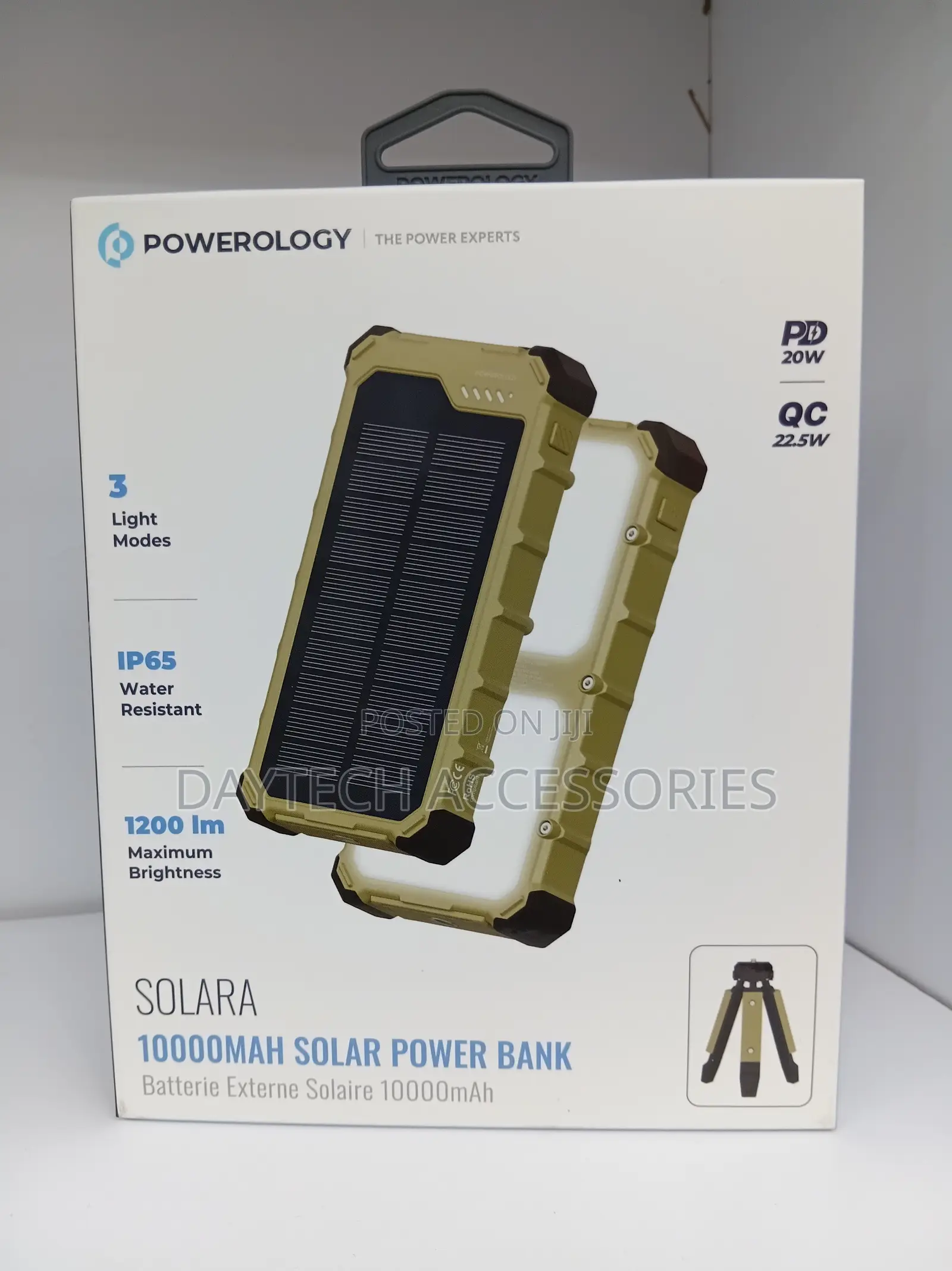 Powerology Solara Solar Power Bank 10,000mah – Khaki