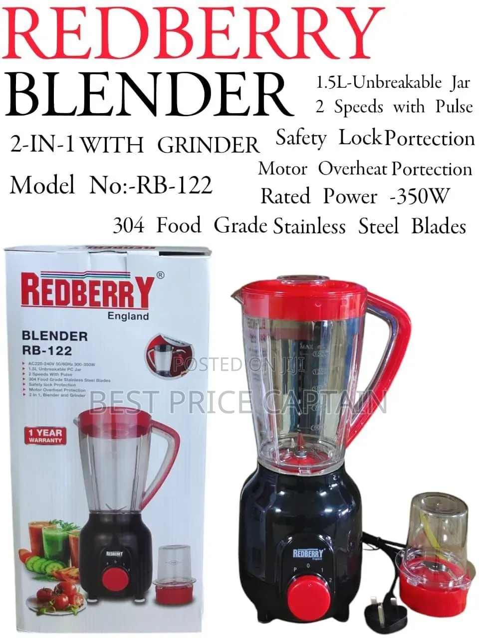Redberry Premium Range of Blender 2 in 1 Rb22