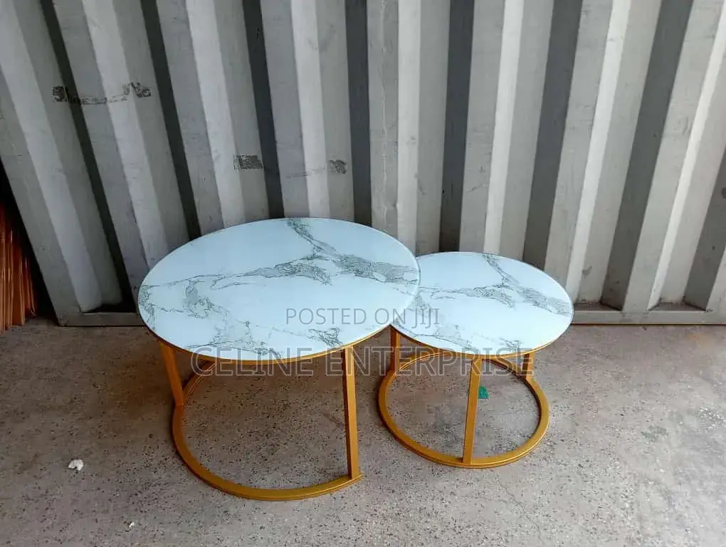 Marble Nesting Coffee Table (Glass Effect) White