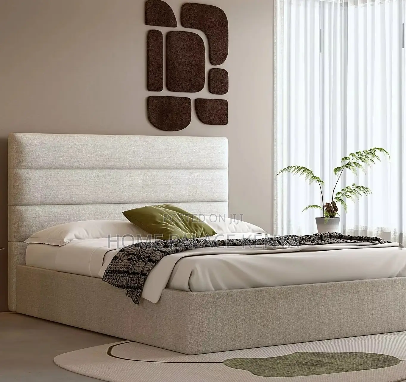 King Size Bed: Fabric Bed Frame With Storage