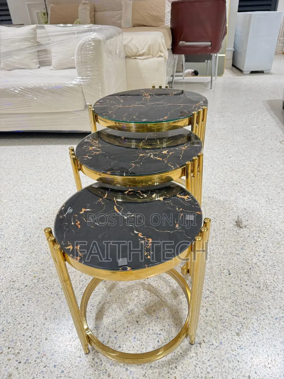 3n1 Luxurious Pure Marble Nesting Tables