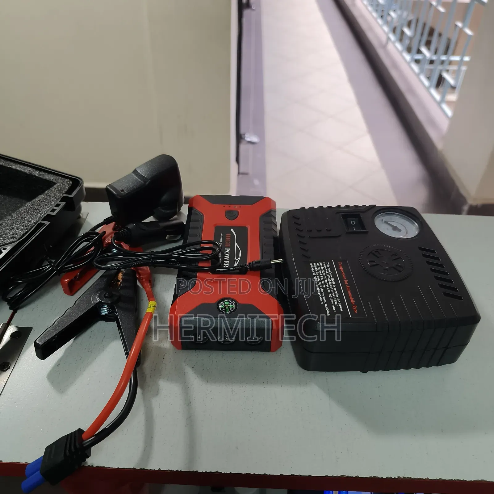 Compressor+99800mah Battery Jump Starter Kit With Jumpers