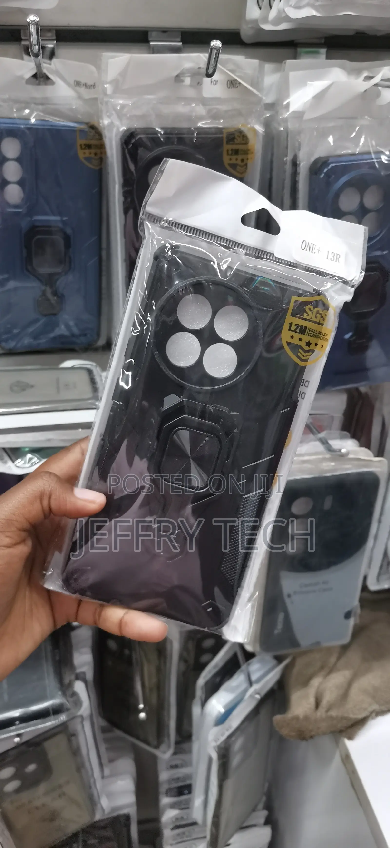 Oneplus 13r Black Trfees Hybrid Armor Ring Holder Case