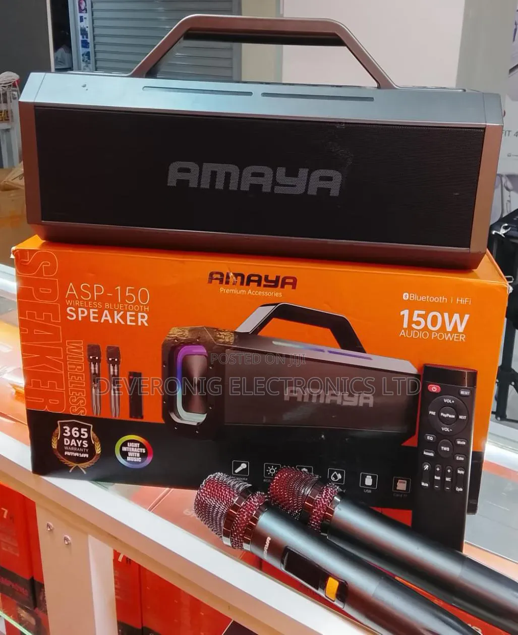 Wireless Bluetooth Asp-150
150w Audio Power 
18000mah Battery