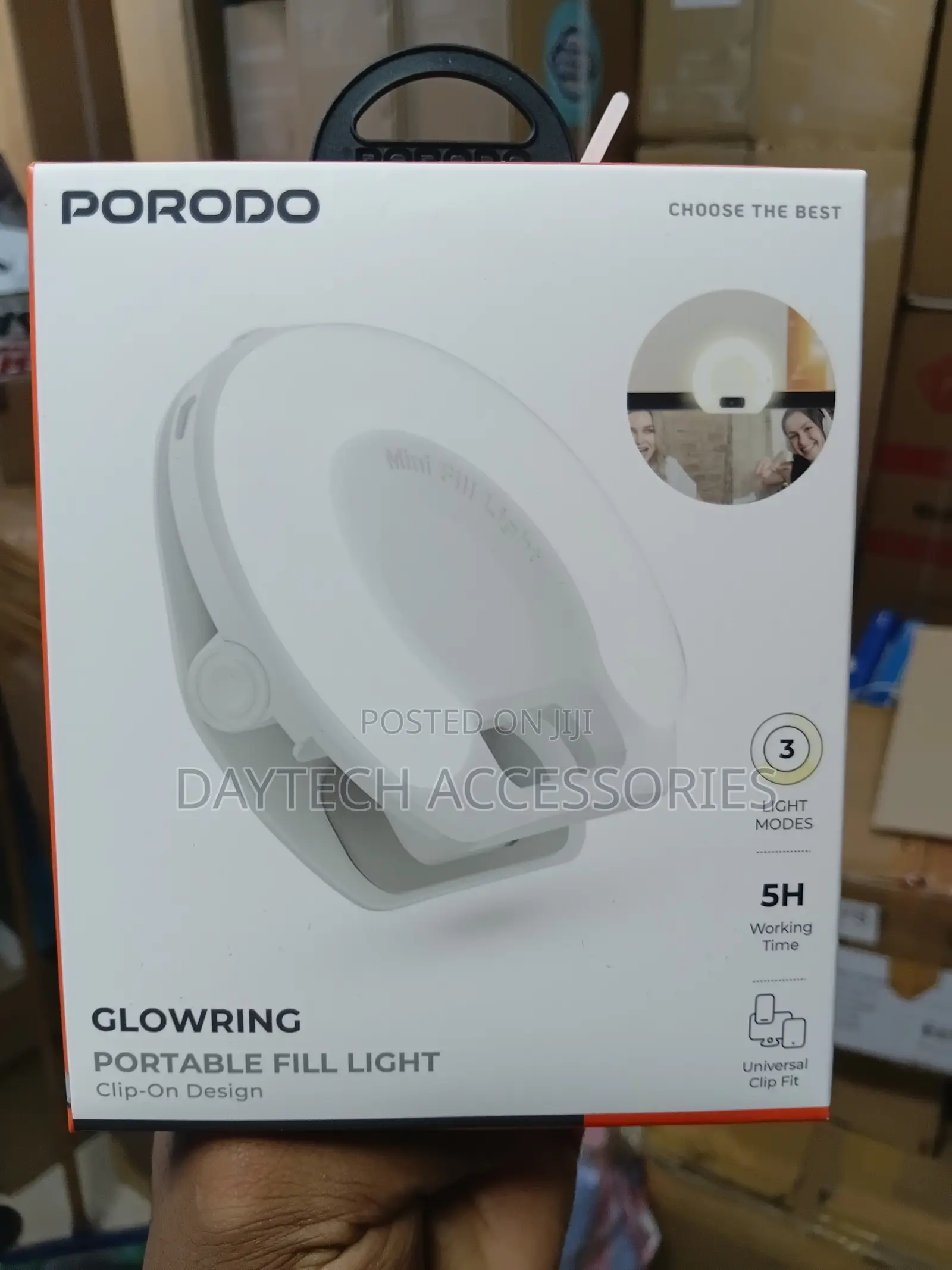 This Is a Porodo Glowring Portable Fill Light in White