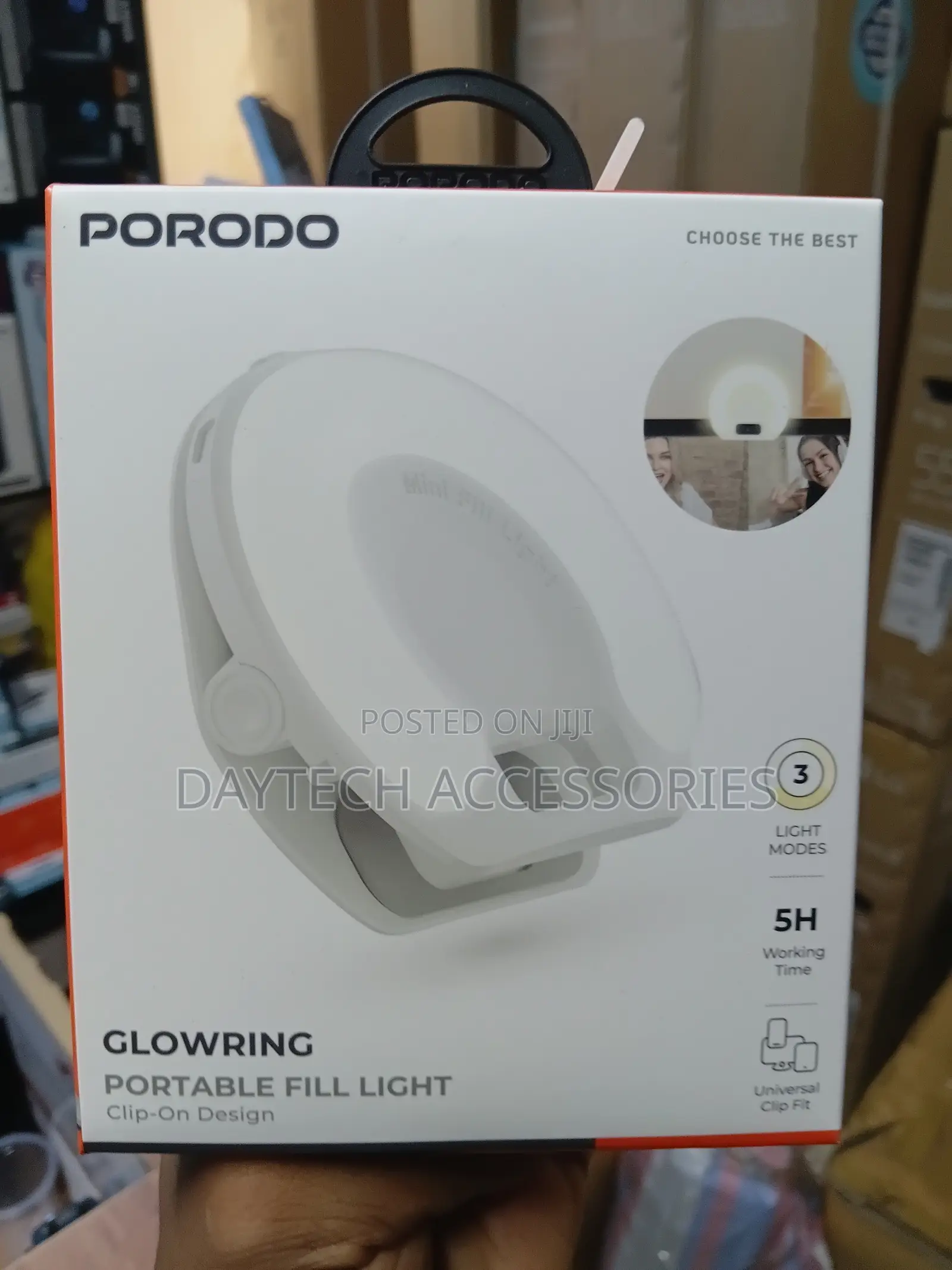 This Is a Porodo Glowring Portable Fill Light in White