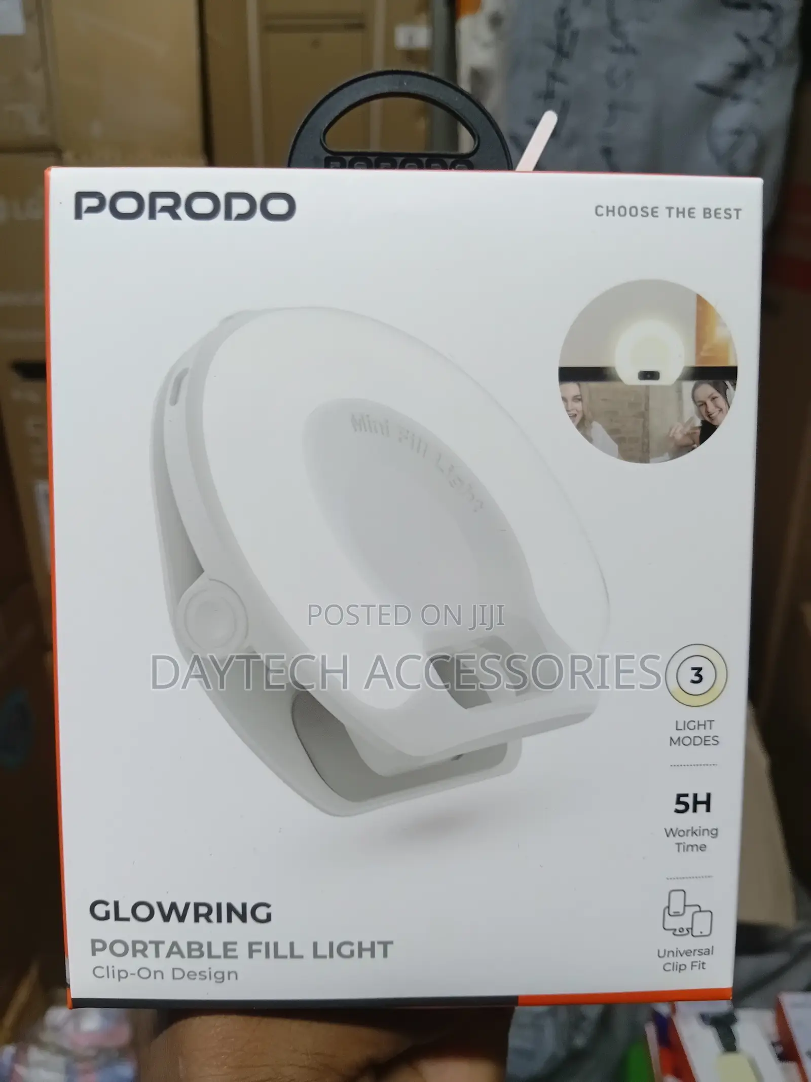Porodo Glowring Clip on Fill Light Portable Led Ring Light.