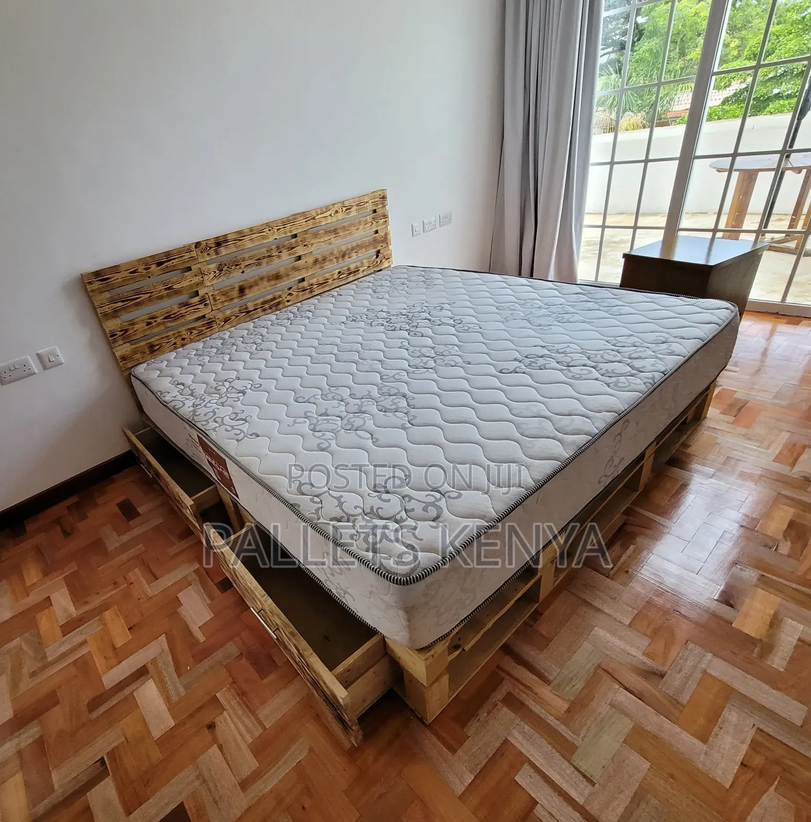 6×6 Bed Frame With Drawers – Modern Wooden Pallet Double Bed