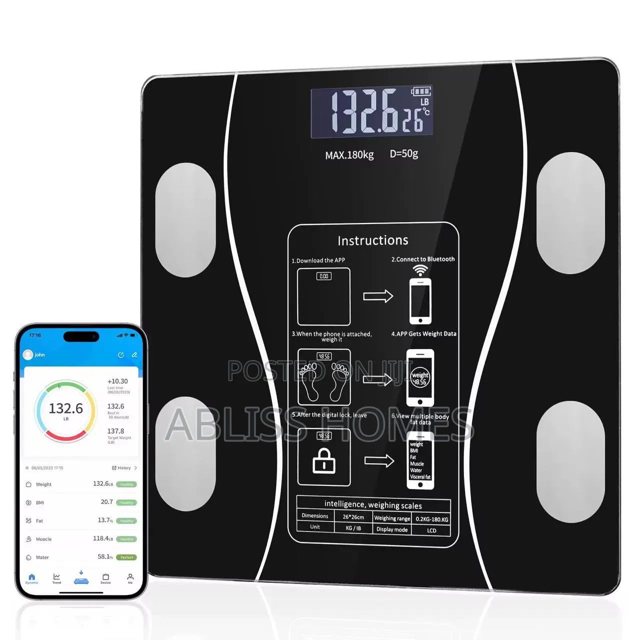 Intelligent Bluetooth Bmi Body Weighing Scale