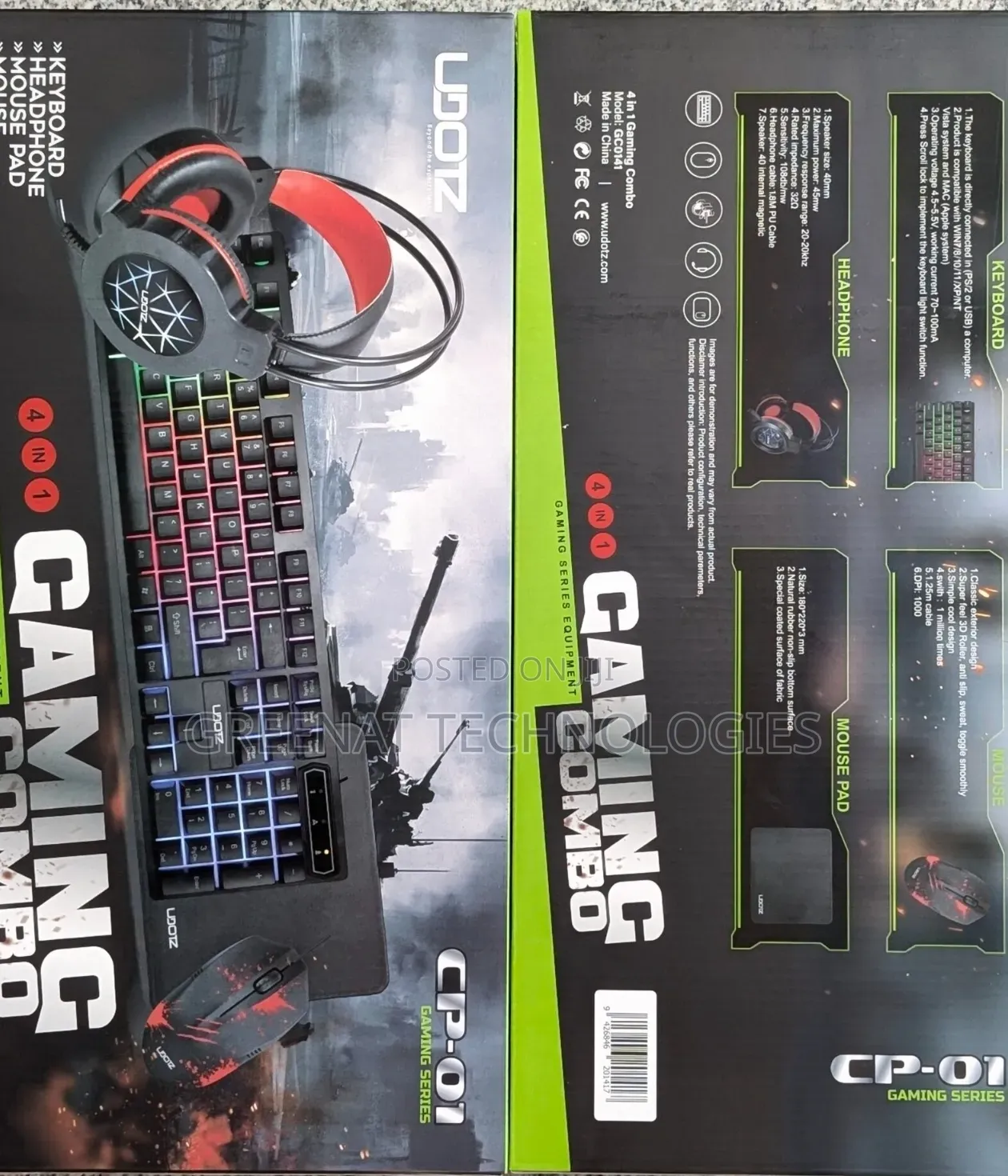 Udonz Cp-01 4-in-1 Gaming Combo Keyboard, Gaming Headset, Mouse, Pad
