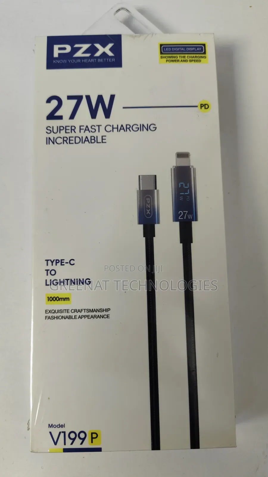 PZX V199 27w Type-C to Lightning Super Fast Charging Cable – 1m