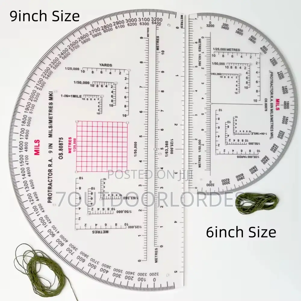 6 Inch Tactical Military Map Protractors- Mil Scale