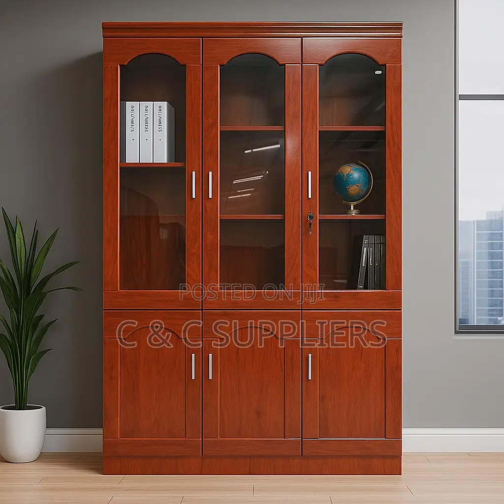 Office Cabinet; Mahogany 3 Door Office Filling Cabinet